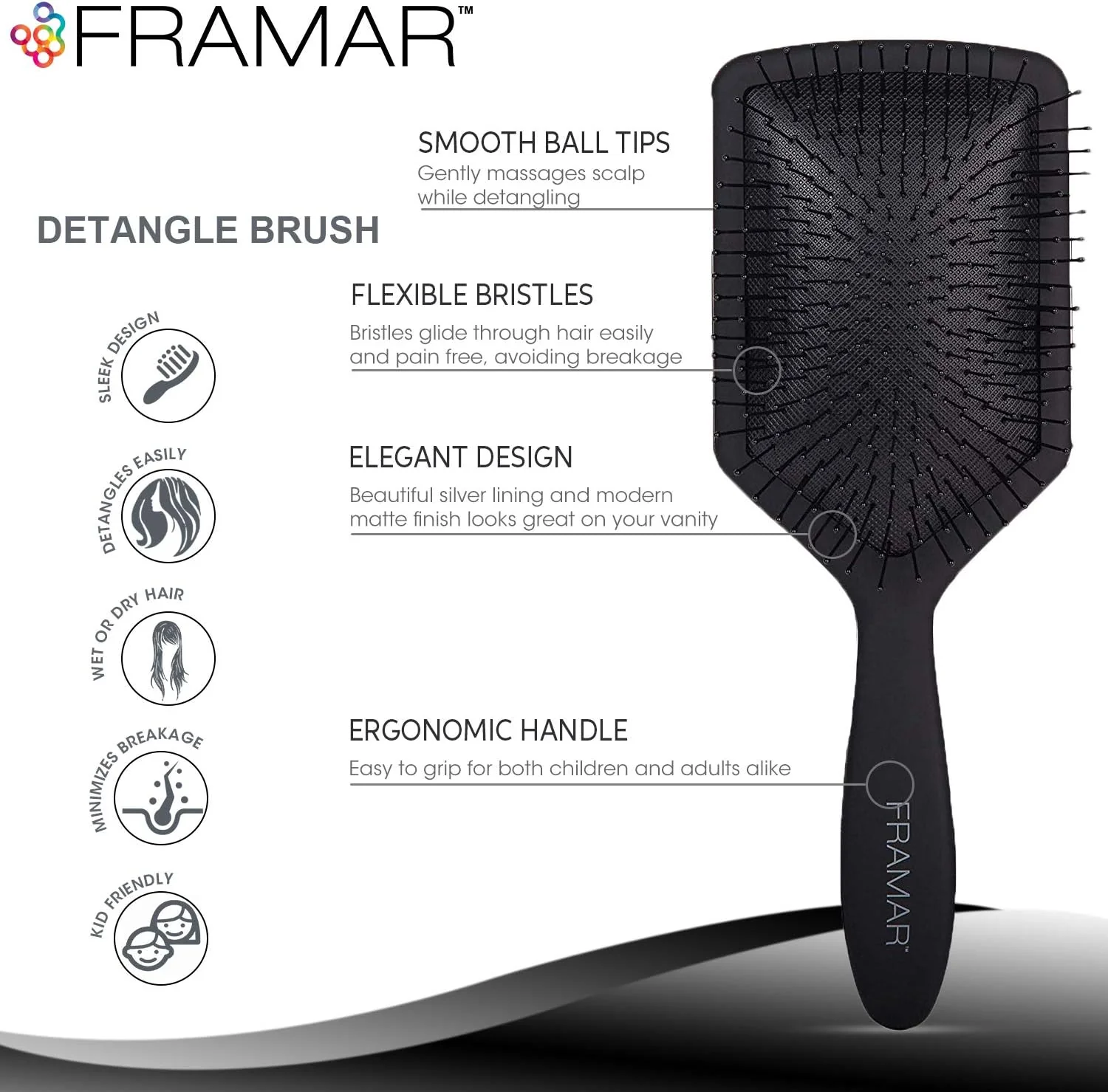 Framar Paddle Brush - Triple Brush Detangling Set - Image 2