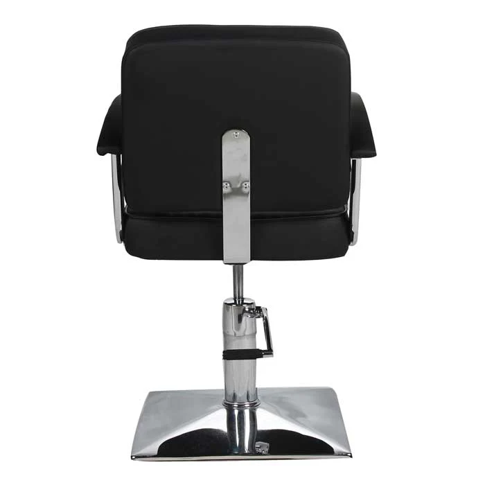 Salon Fit Madison Styling Chair Black with Black Piping and Square Base - Image 4