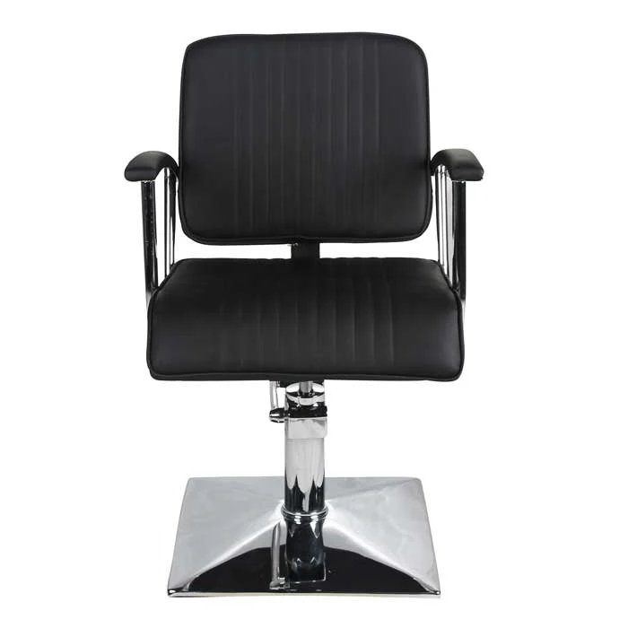 Salon Fit Madison Styling Chair Black with Black Piping and Square Base - Image 5